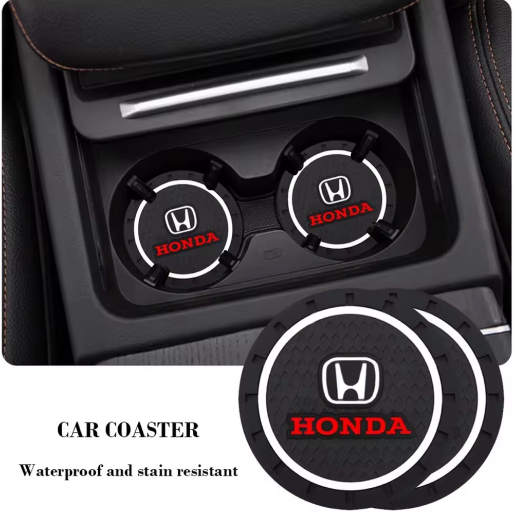 2Pcs Car Coasters Water Cup Holder Pads Cup Slot Non-Slip Mat For Honda